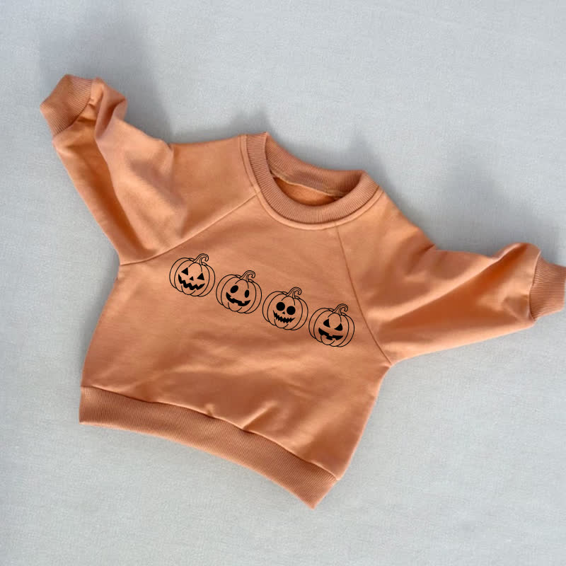 Baby Toddler Four Pumpkins Orange Sweatshirt - Orange - 3-5T - image 1