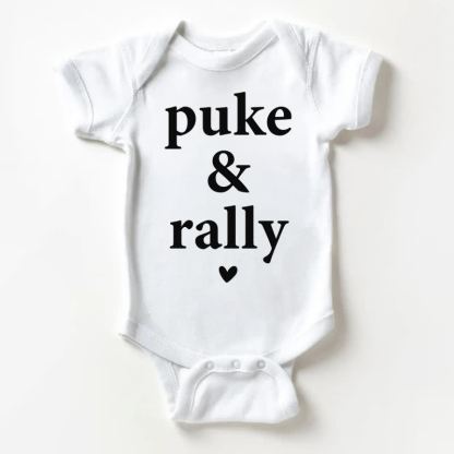 PUKE & RALLY Baby Heart  Print White Bodysuit - White - 18-24M - image 1