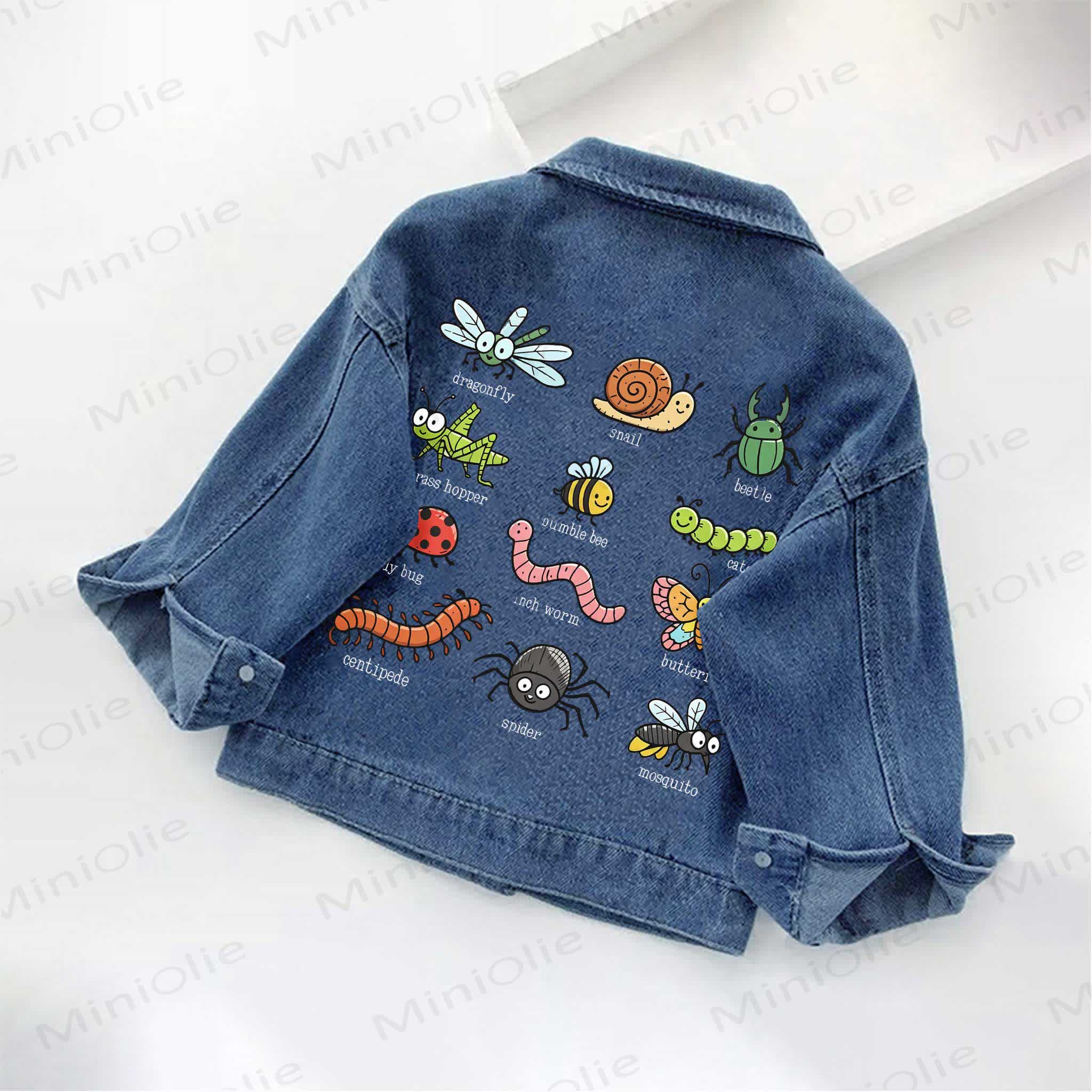 Toddler Kid Cartoon Insect Print Denim Jacket - image 2
