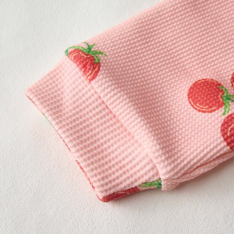 Baby Tomato Print Pink Waffle Sweatshirt 2-piece Set - image 4