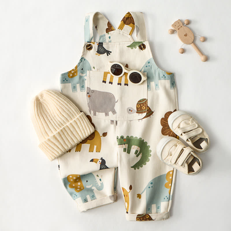 Baby Toddler Safari Animal Print Overalls - image 2