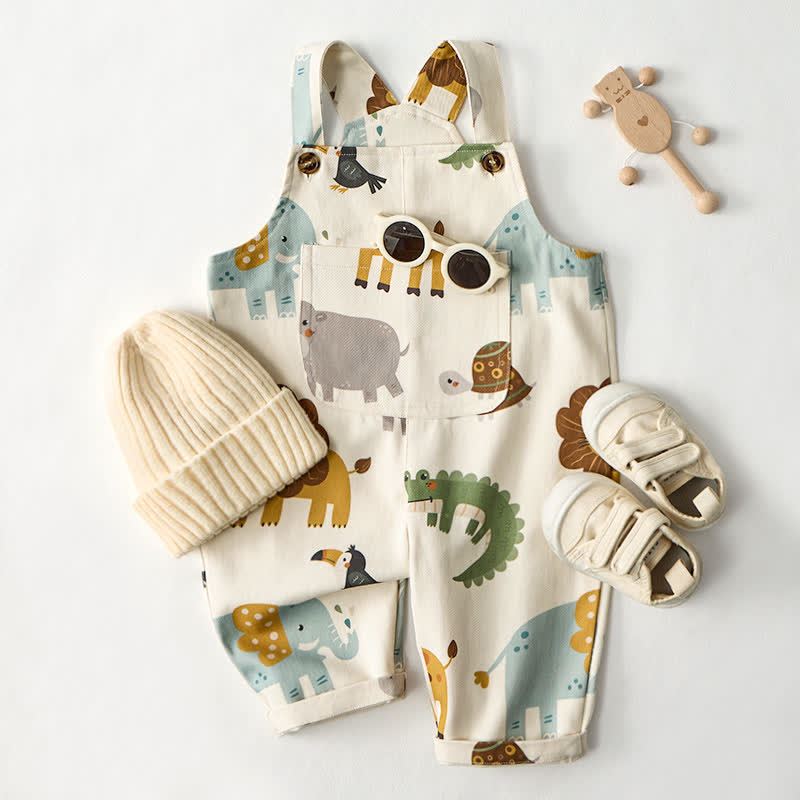 Baby Toddler Safari Animal Print Overalls - image 2