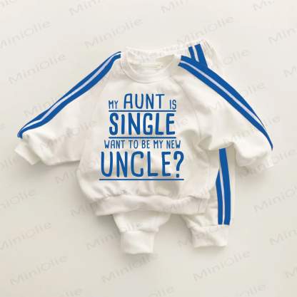 MY AUNT IS SINGLE WANT TO BE MY NEW UNCLE? Blue Striped 2-piece Set - White&Blue - 3-5T - image 1