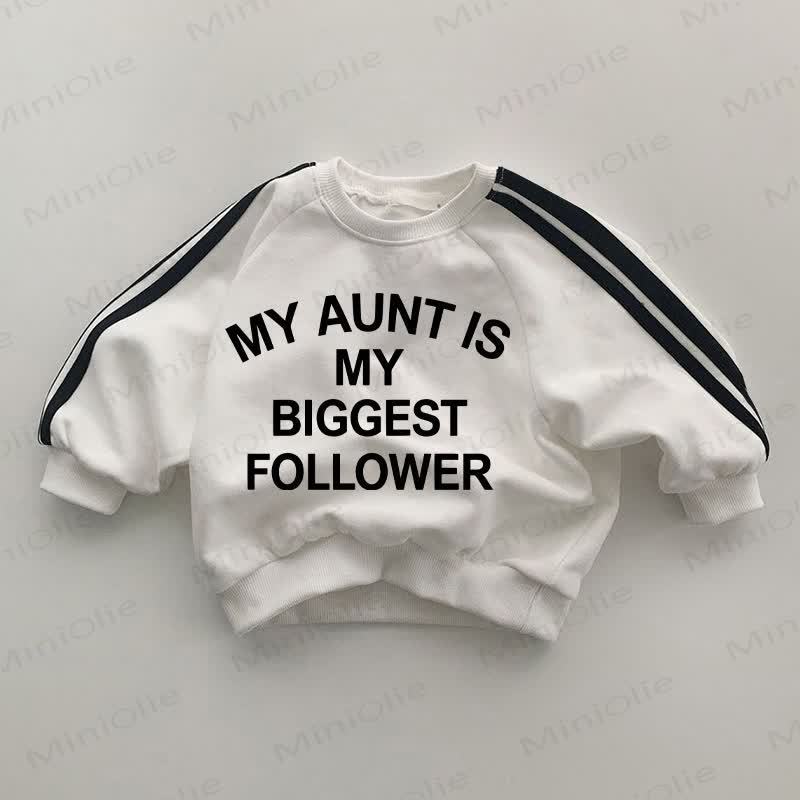 MY AUNT IS MY BIGGEST FOLLOWER Baby White Sweatshirt - White - 2-3T - image 1