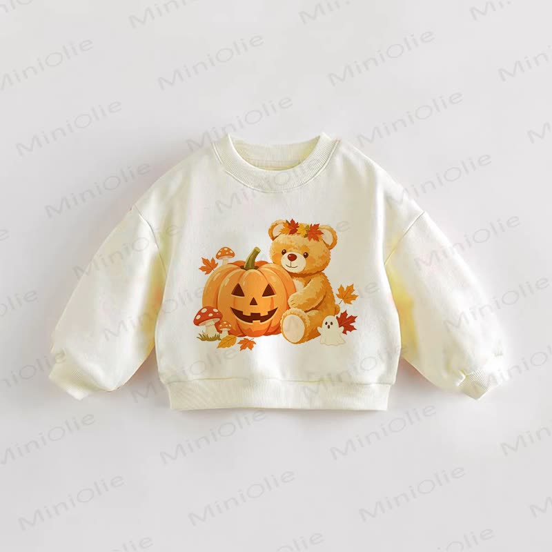 Baby Toddler Halloween Teddy Bear Cream Sweatshirt - Cream - 3-5T - image 1