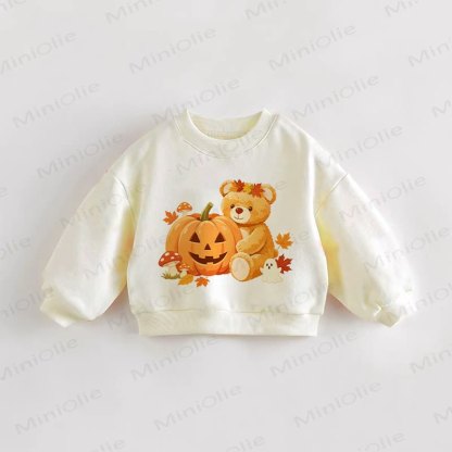 Baby Toddler Halloween Teddy Bear Cream Sweatshirt - Cream - 3-5T - image 1