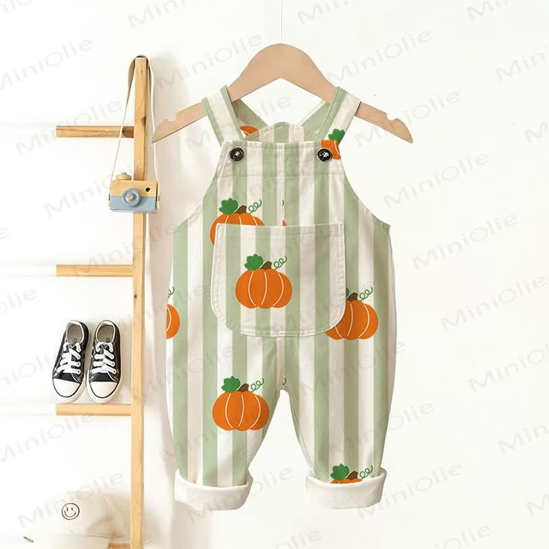 Baby Toddler Pumpkin Stripes Overalls - Green - 3-5T - image 1