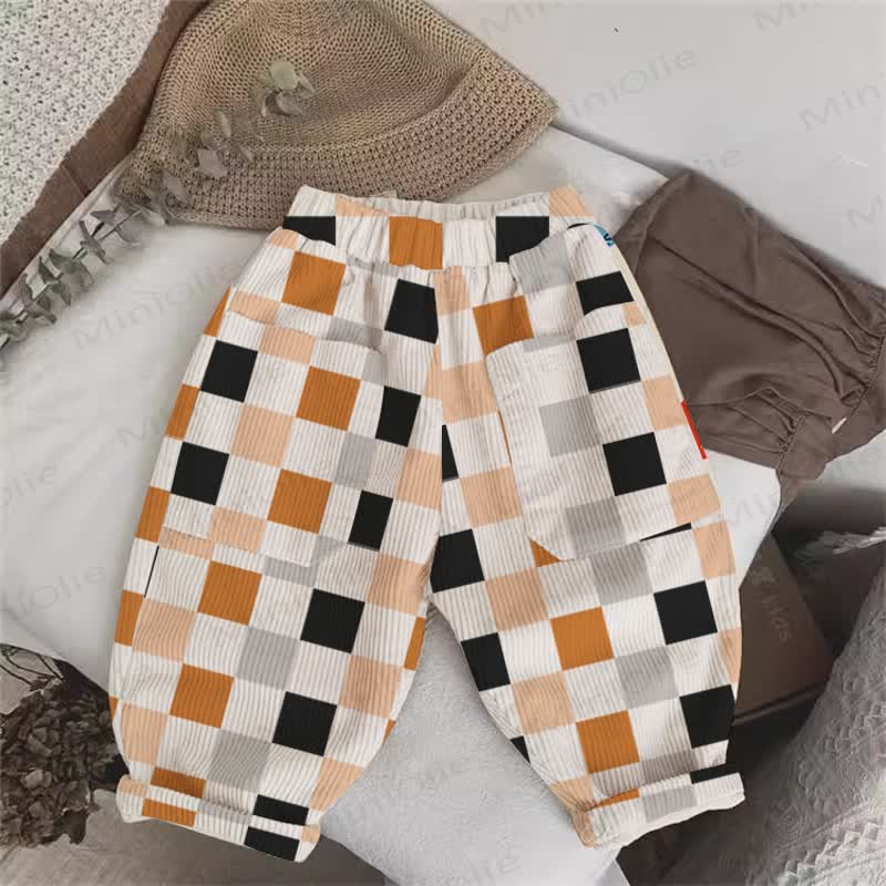 Baby Toddler Beige Checkerboard Cord Pants - Beige - 5-7T - image 1