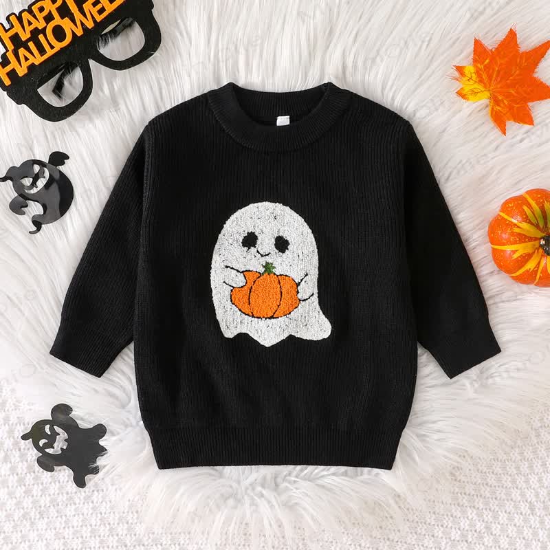 Baby Halloween Ghost Knit Sweater - Single Ghost Print - 3-4T - image 2