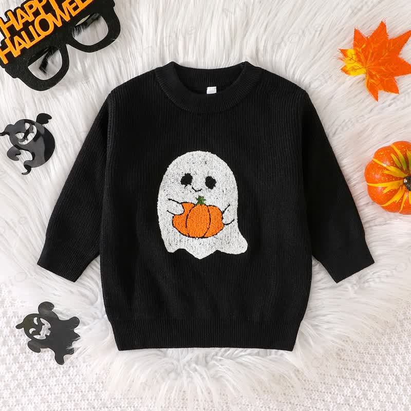 Baby Halloween Ghost Knit Sweater - Single Ghost Print - 3-4T - image 2