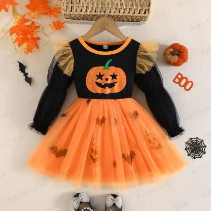 Toddler Girl Long Sleeve Pumpkin Halloween Dress - Orange - 5-6T - image 2