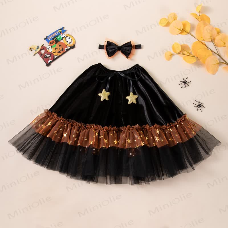 Toddler Girl Star Black Tulle Costume Cape Set - Black - 3-4T - image 1