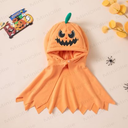 Baby Cute Pumpkin Hooded Halloween Cape Coat - Orange - 2-3T - image 1
