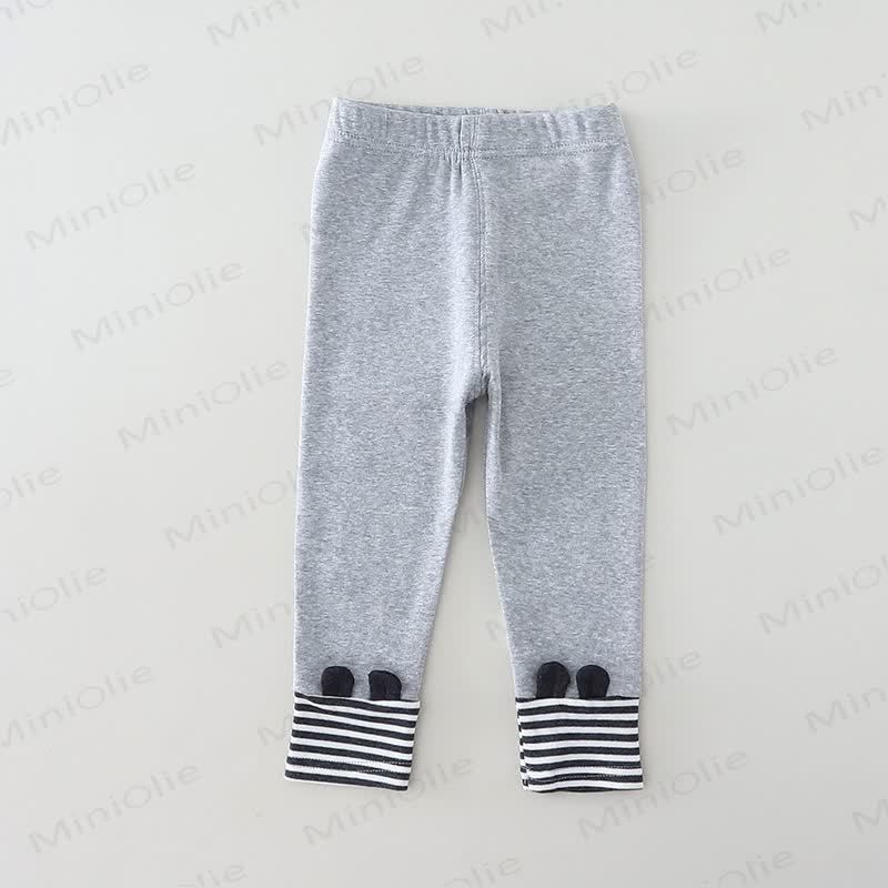 Baby Soft Leggings with Striped Turn Up Cuffs - Gray - 4-5T - image 3