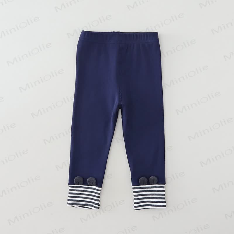 Baby Soft Leggings with Striped Turn Up Cuffs - Navy - 4-5T - image 4