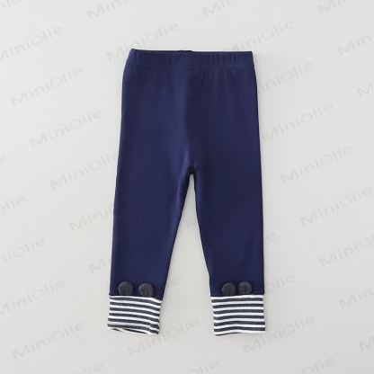 Baby Soft Leggings with Striped Turn Up Cuffs - Navy - 4-5T - image 4