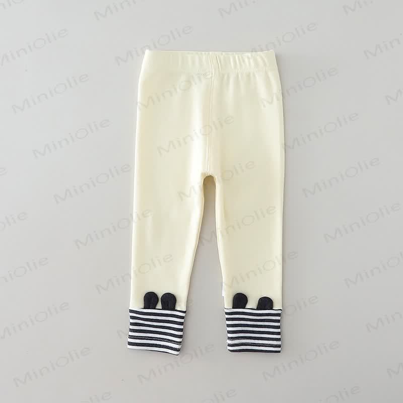 Baby Soft Leggings with Striped Turn Up Cuffs - Beige - 4-5T - image 5