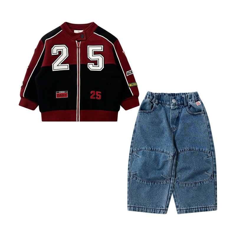 Baby Toddler Retro Varsity 25 Jacket or Washed Denim Pants - image 4