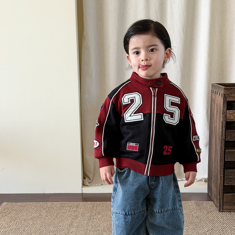 Baby Toddler Retro Varsity 25 Jacket or Washed Denim Pants - Red - 3-4T - image 2