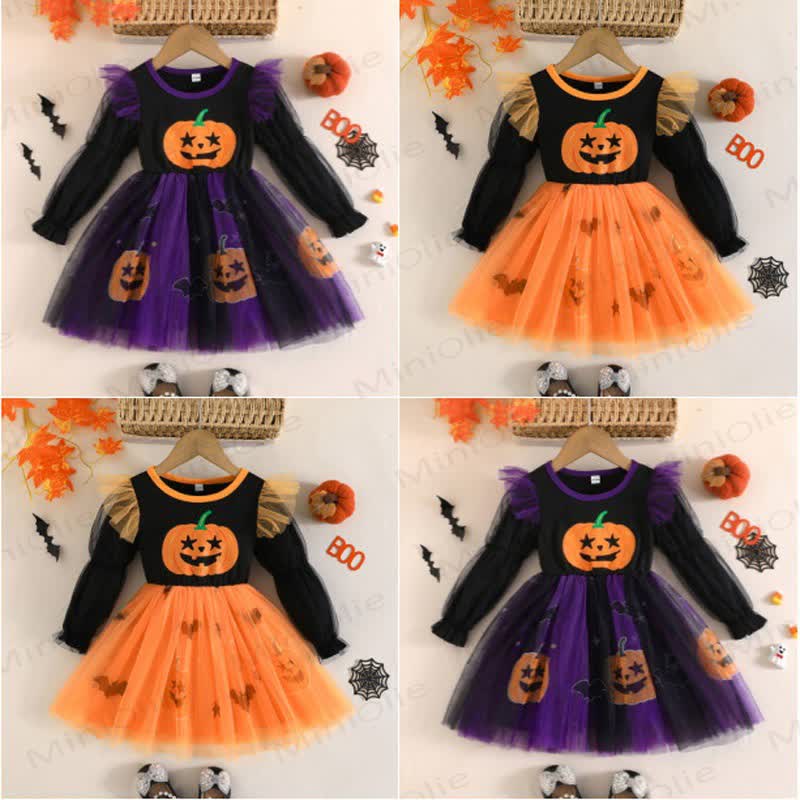 Toddler Girl Long Sleeve Pumpkin Halloween Dress - image 1