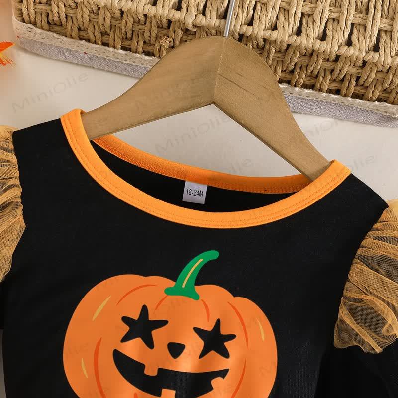 Toddler Girl Long Sleeve Pumpkin Halloween Dress - image 4