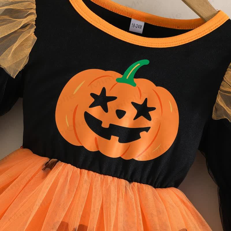 Toddler Girl Long Sleeve Pumpkin Halloween Dress - image 6