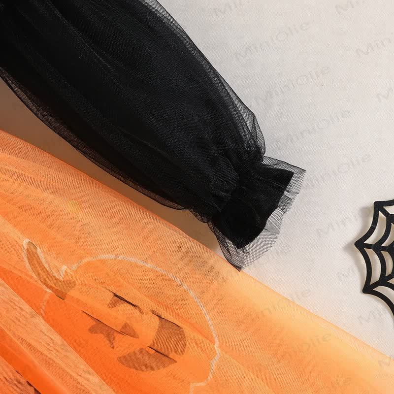 Toddler Girl Long Sleeve Pumpkin Halloween Dress - image 8