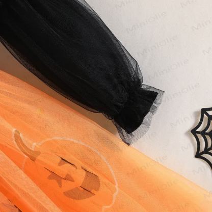 Toddler Girl Long Sleeve Pumpkin Halloween Dress - image 8