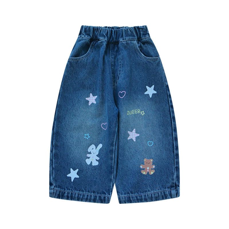 Baby Toddler Cartoon Print Washed Denim Pants - image 3