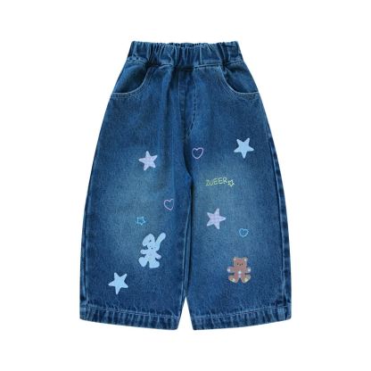 Baby Toddler Cartoon Print Washed Denim Pants - image 3