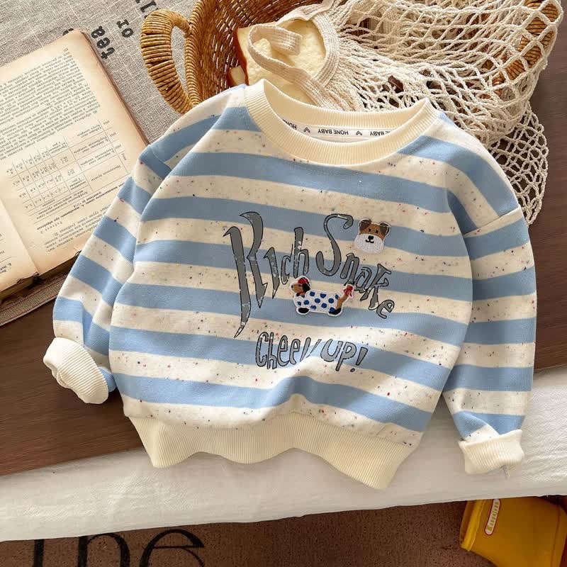 Toddler Baby Blue Striped Sweatshirt and Denim Pants 2-piece Set - image 3