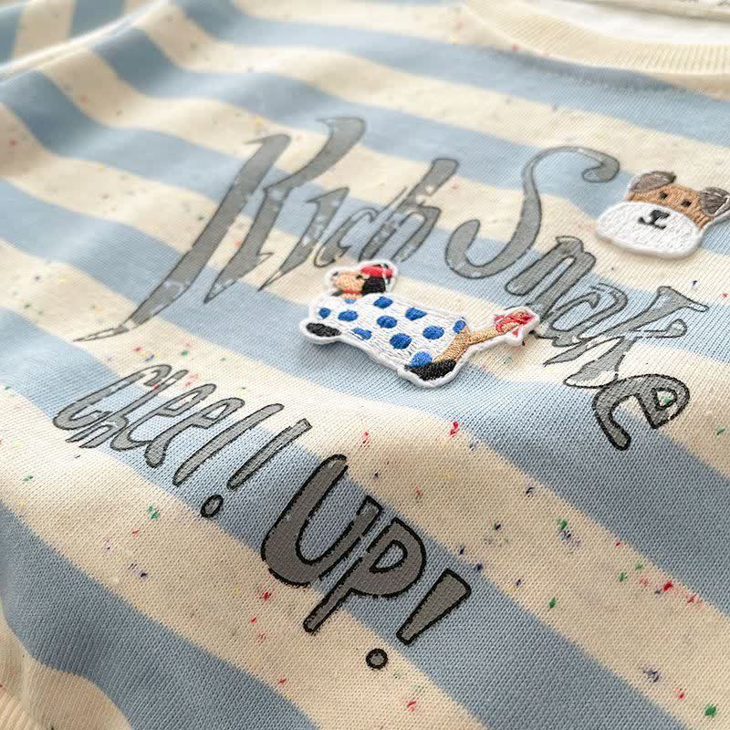 Toddler Baby Blue Striped Sweatshirt and Denim Pants 2-piece Set - image 5