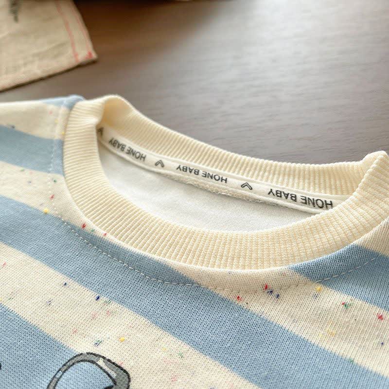 Toddler Baby Blue Striped Sweatshirt and Denim Pants 2-piece Set - image 4