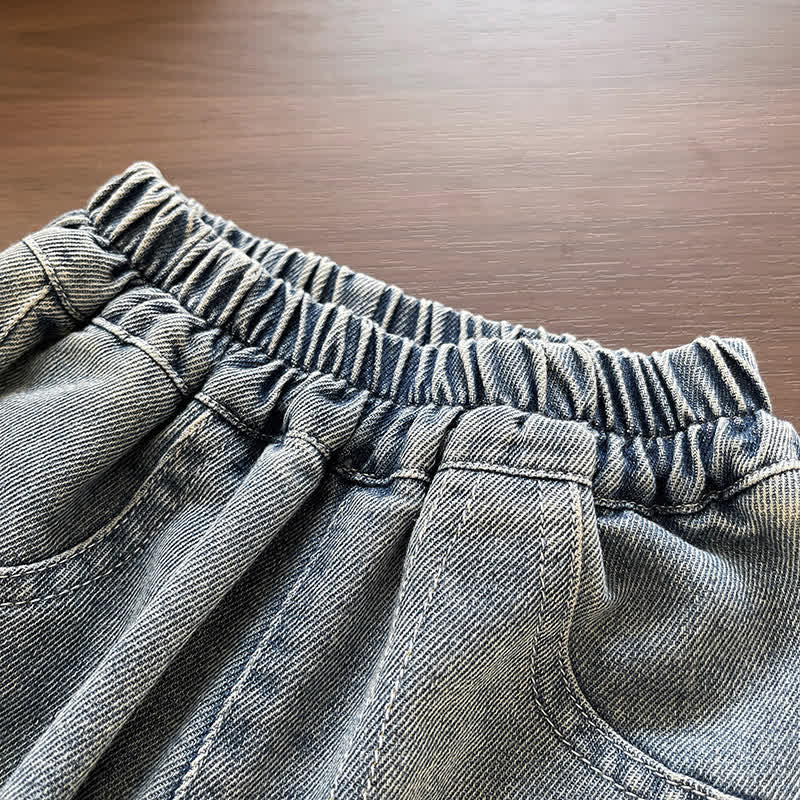 Toddler Baby Puppy Embroidered Washed Denim Pants - image 5