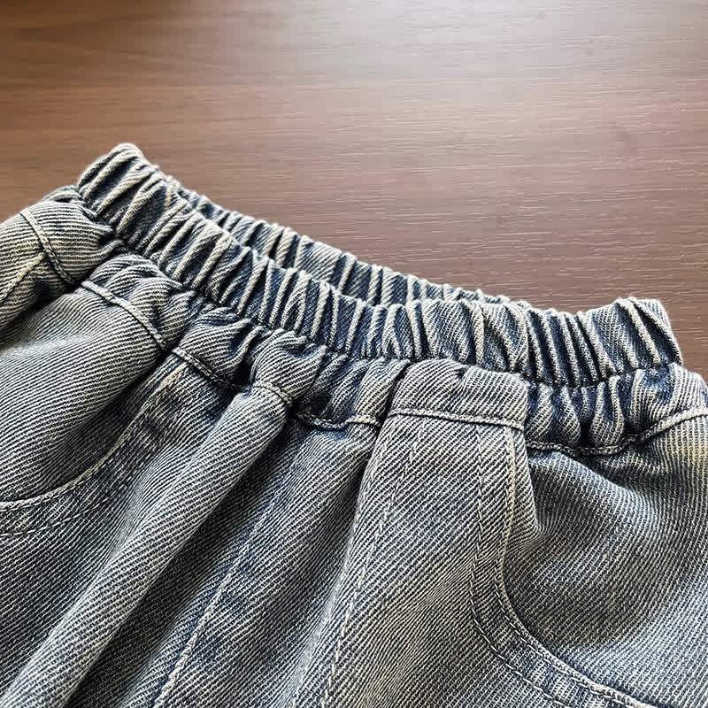 Toddler Baby Puppy Embroidered Washed Denim Pants - image 5