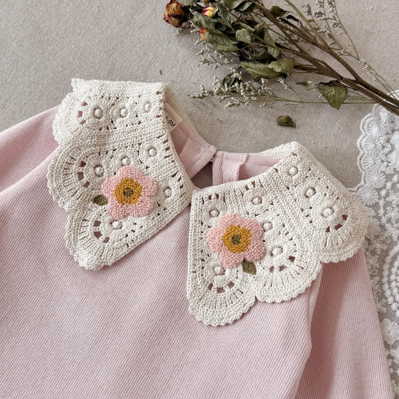 Baby Toddler Girl Pink Lace Collar Floral Top and Flared Pants 2-piece Set - image 4