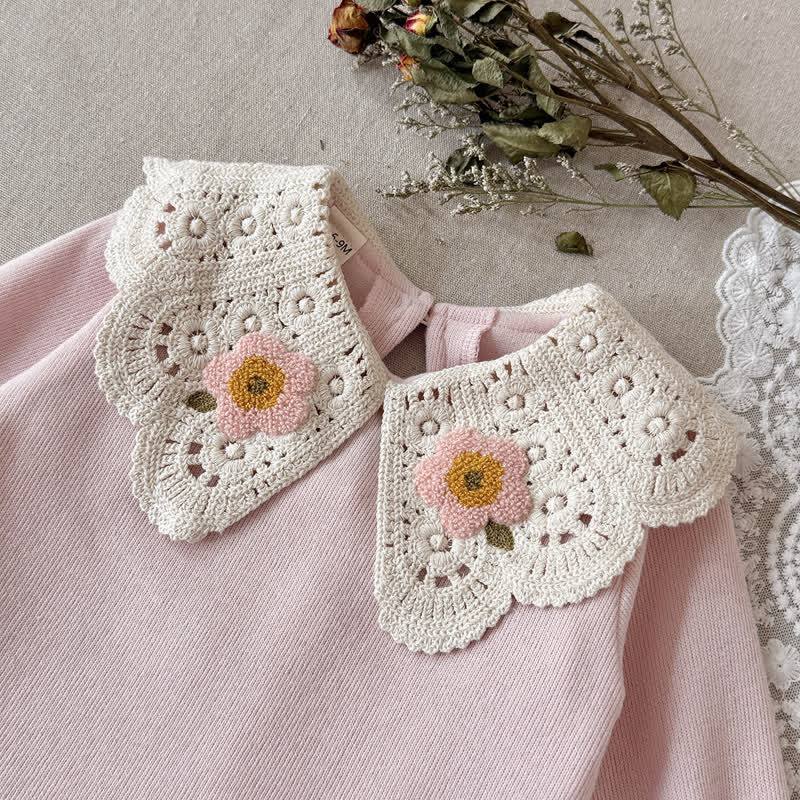 Baby Toddler Girl Pink Lace Collar Floral Top and Flared Pants 2-piece Set - image 4