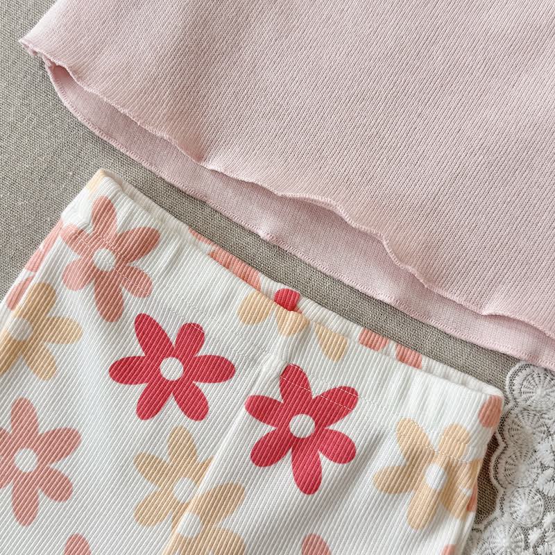Baby Toddler Girl Pink Lace Collar Floral Top and Flared Pants 2-piece Set - image 5