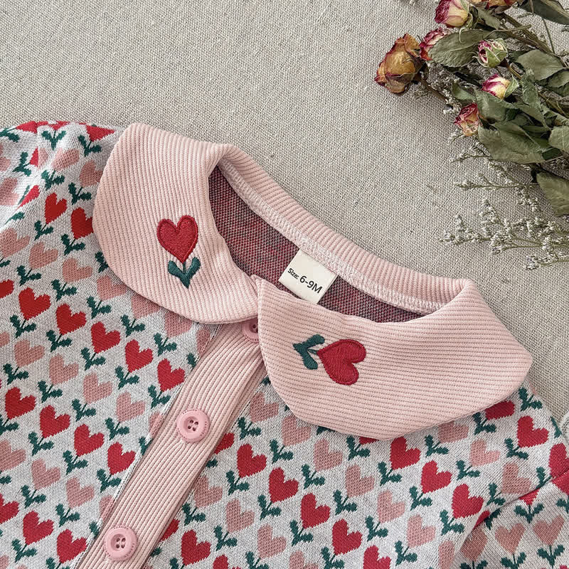 Baby Toddler Pink Heart Peter Pan Cardigan and Flare Pants 2-piece Set - image 4
