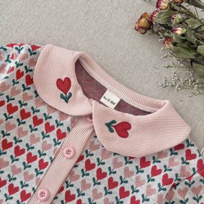 Baby Toddler Pink Heart Peter Pan Cardigan and Flare Pants 2-piece Set - image 4