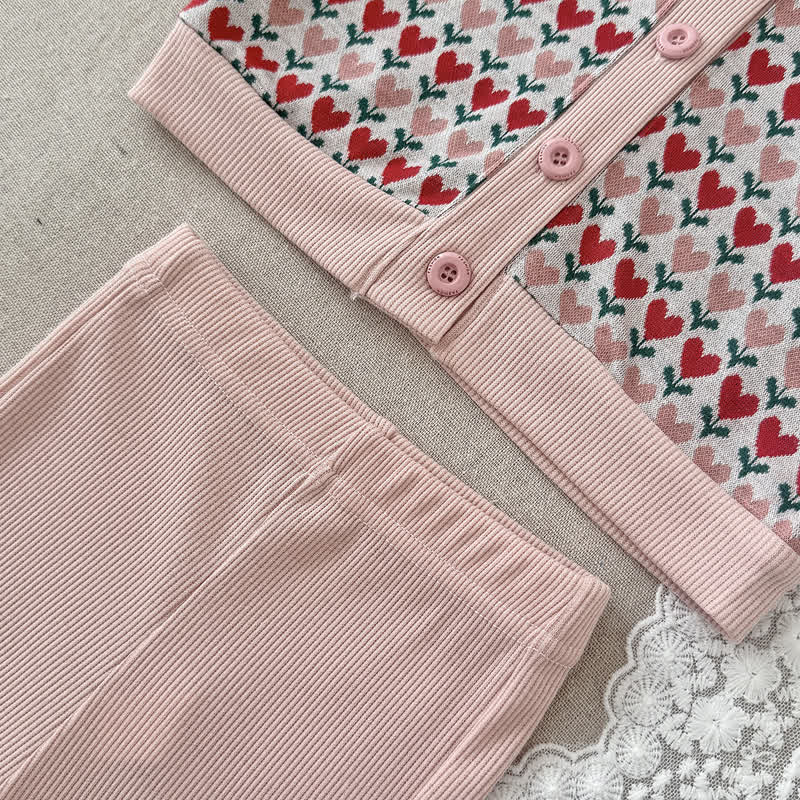 Baby Toddler Pink Heart Peter Pan Cardigan and Flare Pants 2-piece Set - image 5