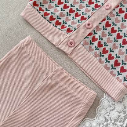 Baby Toddler Pink Heart Peter Pan Cardigan and Flare Pants 2-piece Set - image 5
