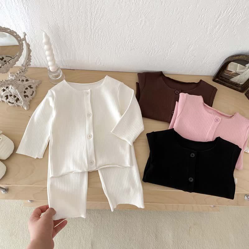 Baby Solid Color Button Front Top and Pants 2-piece Set - image 6
