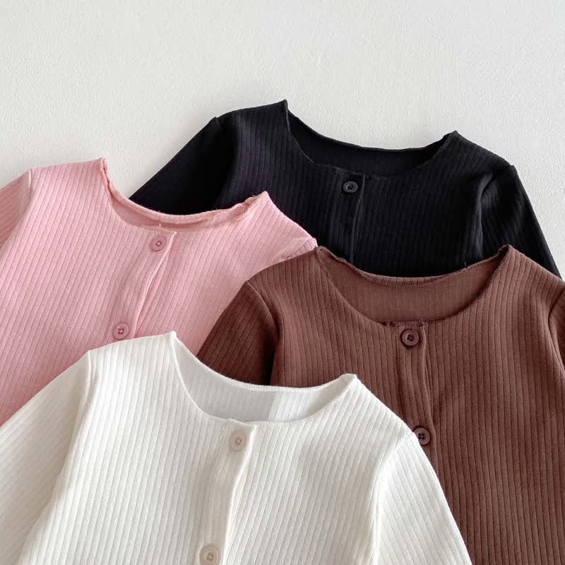 Baby Solid Color Button Front Top and Pants 2-piece Set - image 9