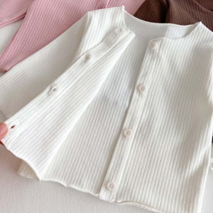 Baby Solid Color Button Front Top and Pants 2-piece Set - image 8