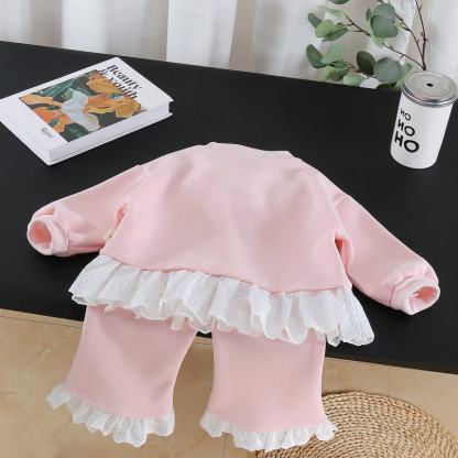 Toddler Girl Tulip Long Sleeve Lace Top and Pants 2-piece Set - image 4