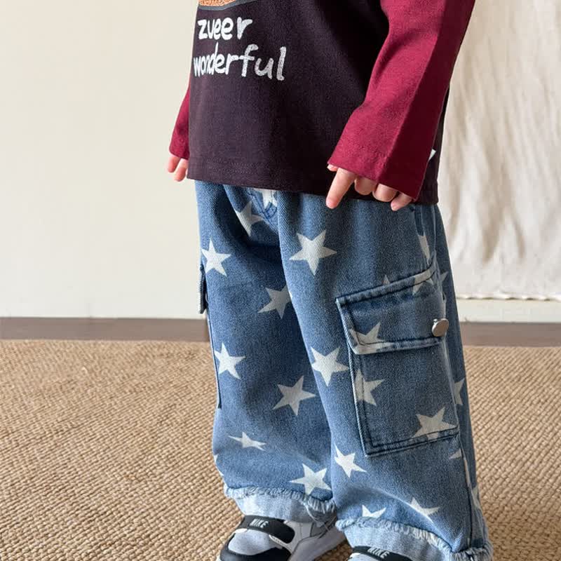 Baby Toddler Star Print Cargo Denim Pants - image 3