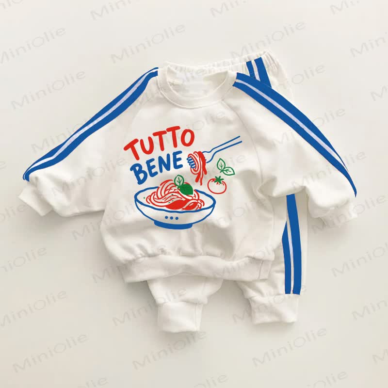 TUTTO BENE Baby Toddler Blue Striped 2-piece Set - White&Blue - 3-5T - image 1