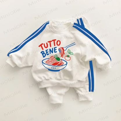 TUTTO BENE Baby Toddler Blue Striped 2-piece Set - White&Blue - 3-5T - image 1