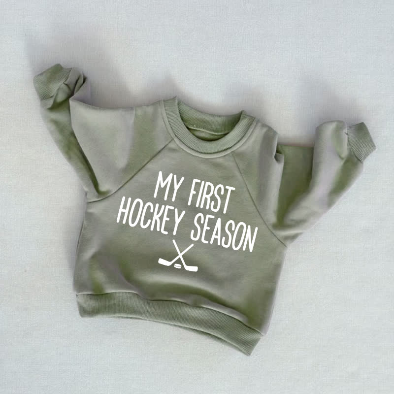 MY FIRST HOCKEY SEASON Baby Toddler Grey Green Sweatshirt - Grey Green - 3-5T - image 1